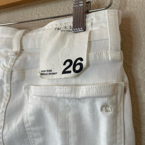 Rag & Bone Premium Denim High Rise Ankle Skinny Jeans Minimalist White Size 26 - Picture 6 of 15